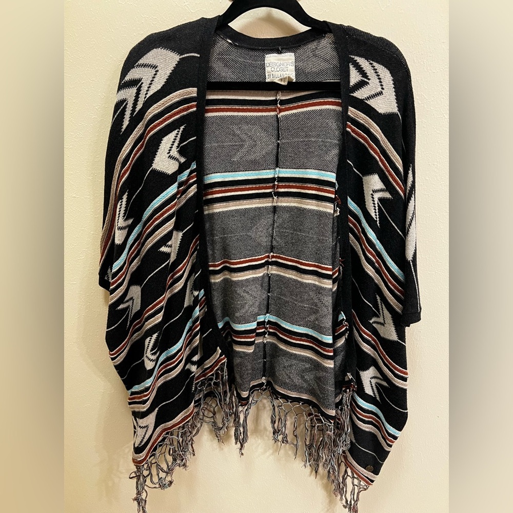 Billabong Black and Gray Knit Poncho